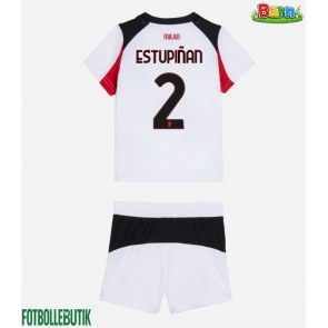 AC Milan Pervis Estupinan #2 Bortaställ Barn 2025-26 Kortärmad (+ Korta byxor)